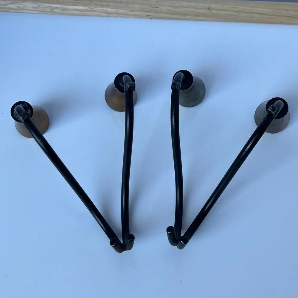 Vintage Nilsjohan Sweden Brass & Iron Candleholders (Pair)